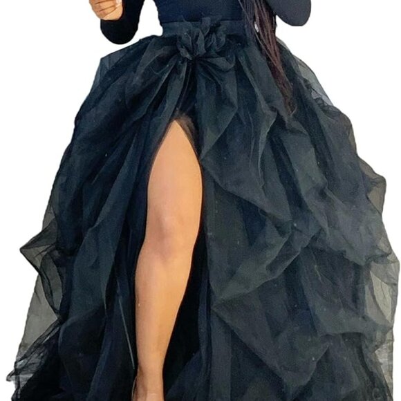 Women Long Tulle Tutu Skirt Layered A-Line Puff Mesh Skirt Floor Length - Picture 1 of 3